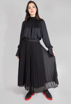 Gathered Neckline Shirt in Black