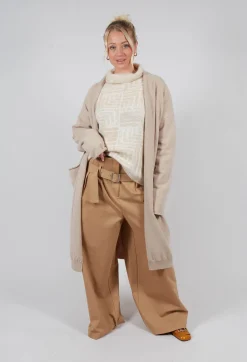 Geometric Fluffy Sweater in Beige