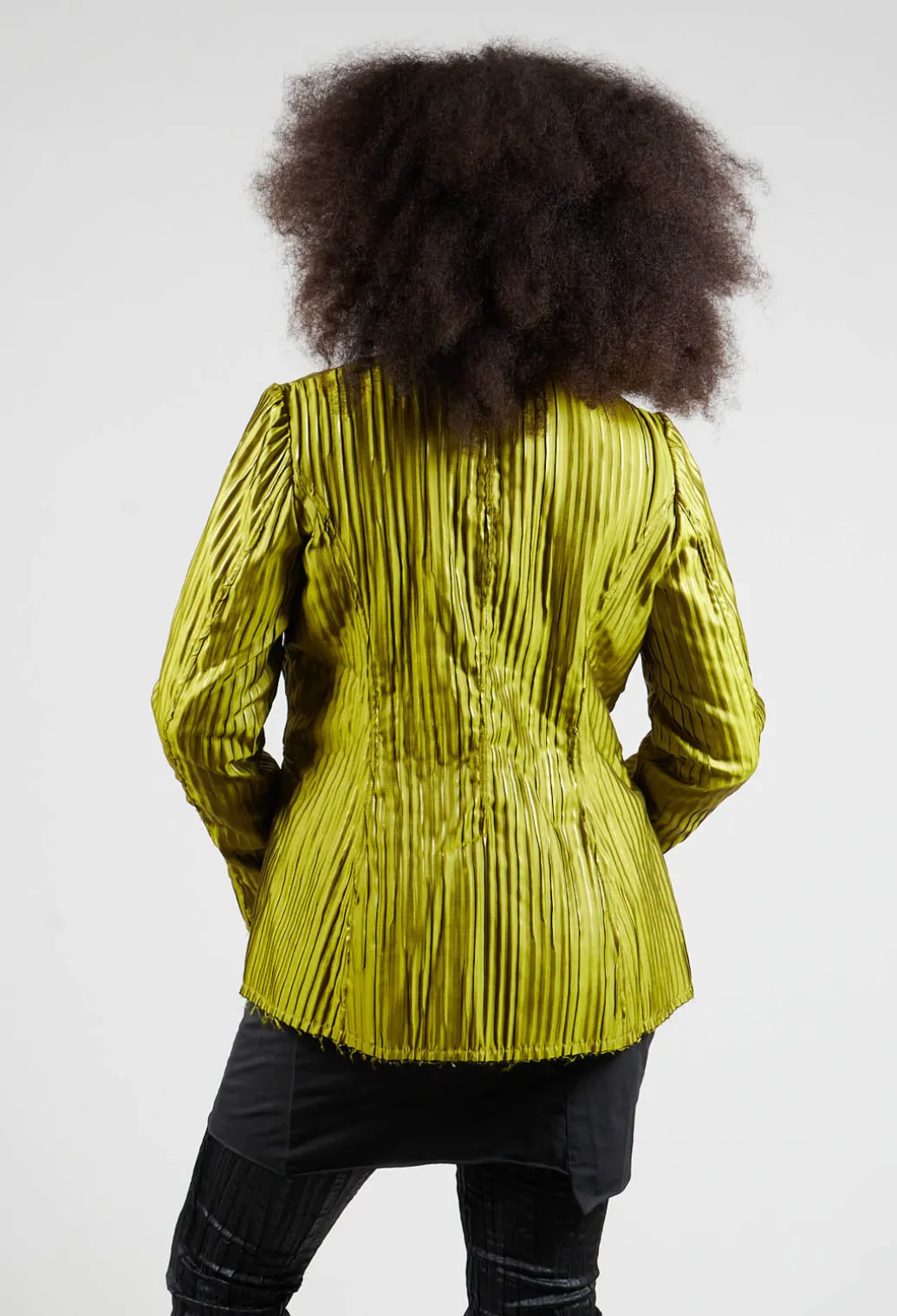 Grandad Collar Jacket in Lime
