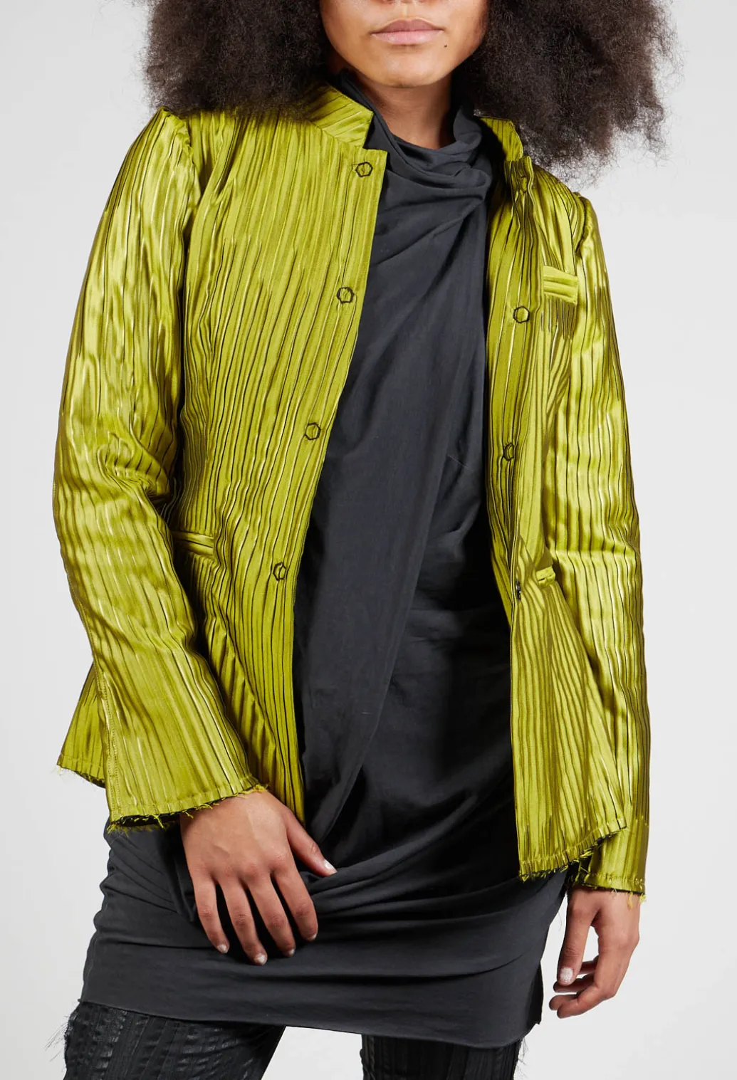 Grandad Collar Jacket in Lime