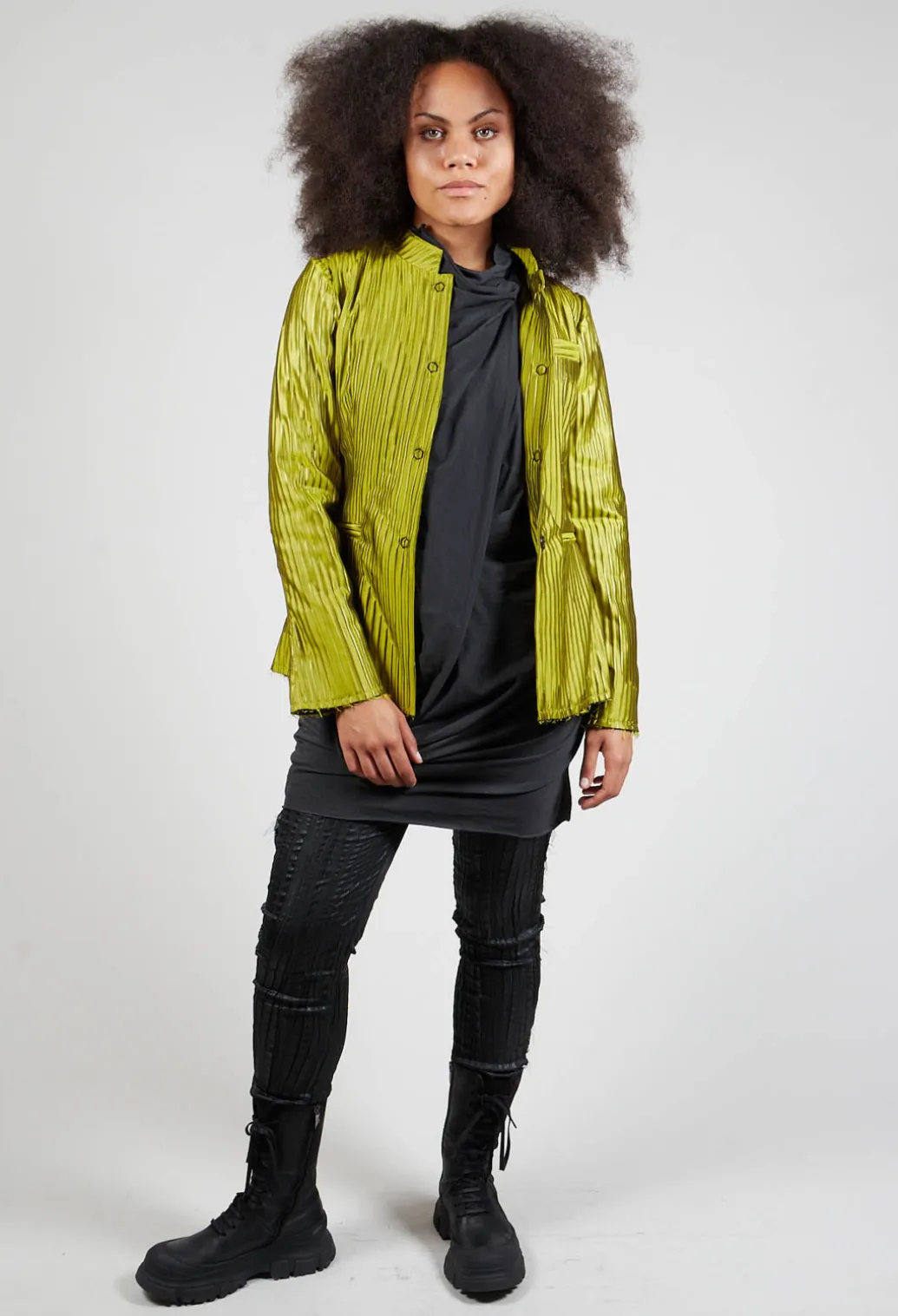 Grandad Collar Jacket in Lime