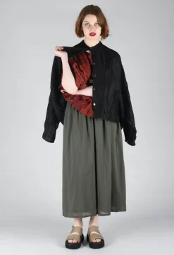 Grandad Collar Shirt in Lino Crush Nero