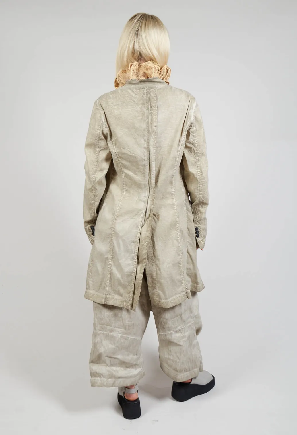 Half-Placket Coat in Straw Cloud