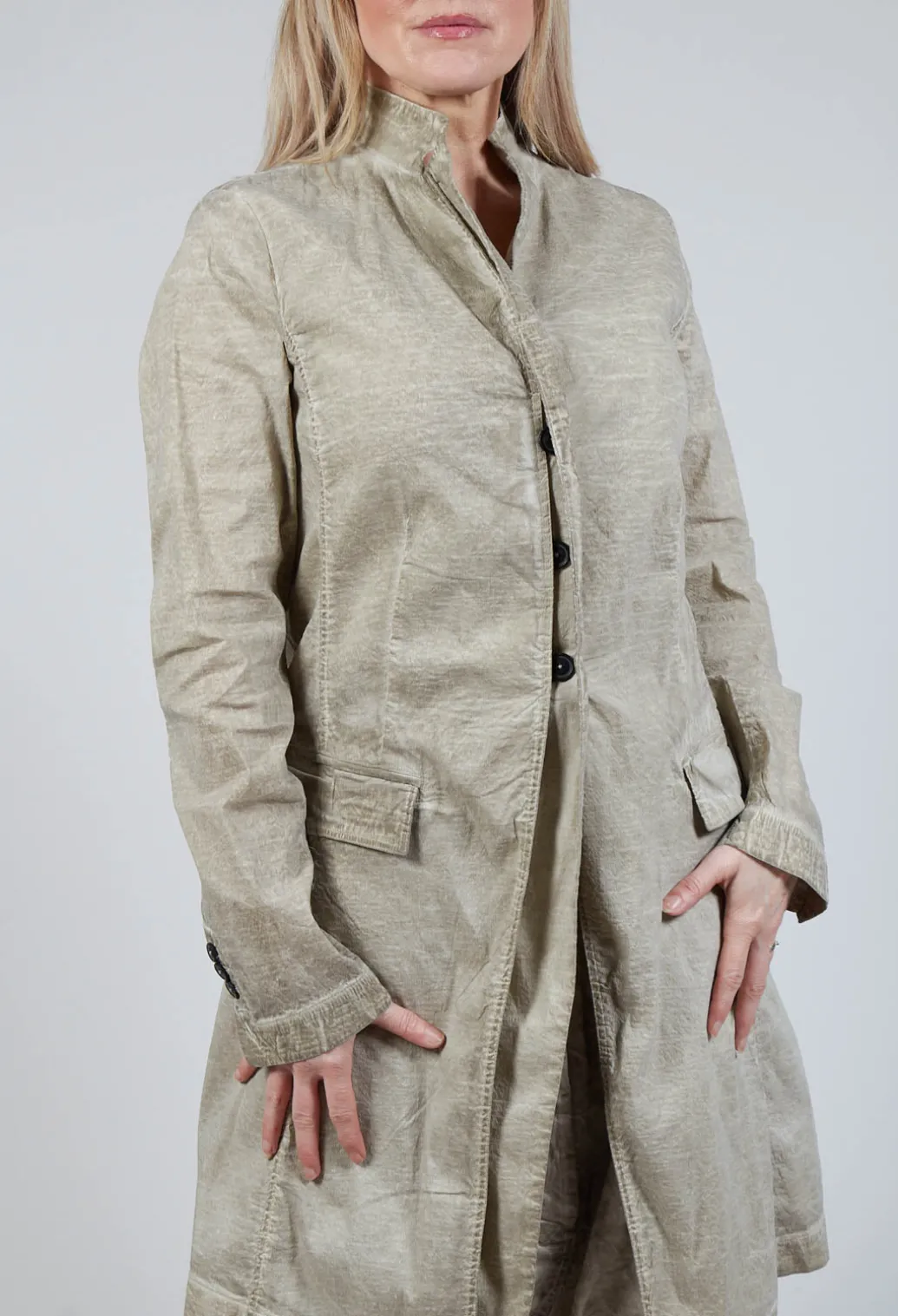 Half-Placket Coat in Straw Cloud