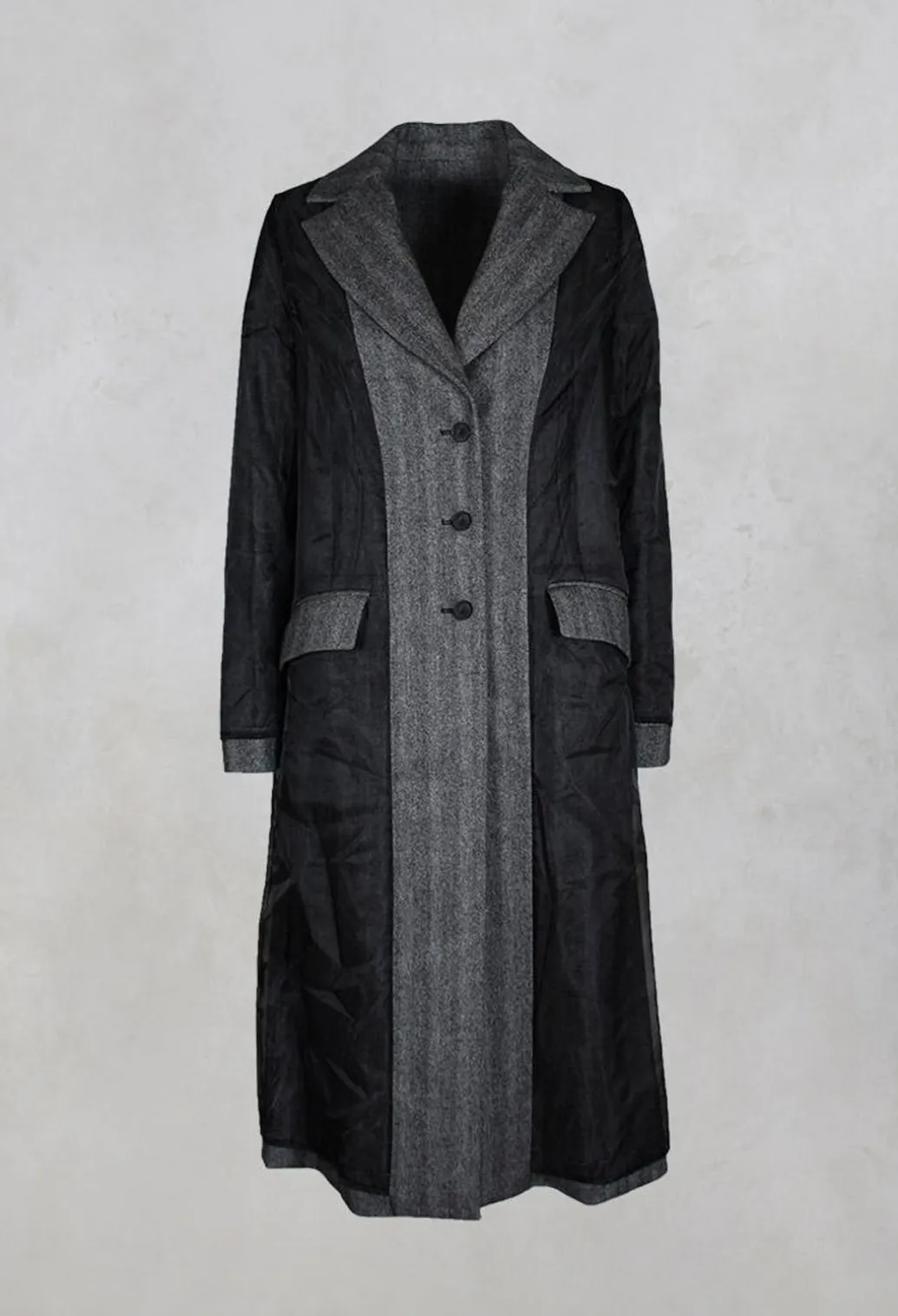 Hierophis Contrasting Net Mix Coat in Asfalto