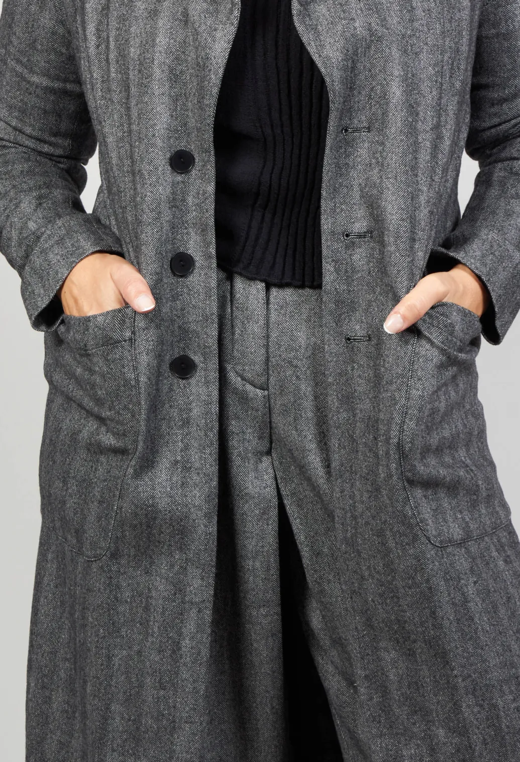 Hierophis Contrasting Net Mix Coat in Asfalto