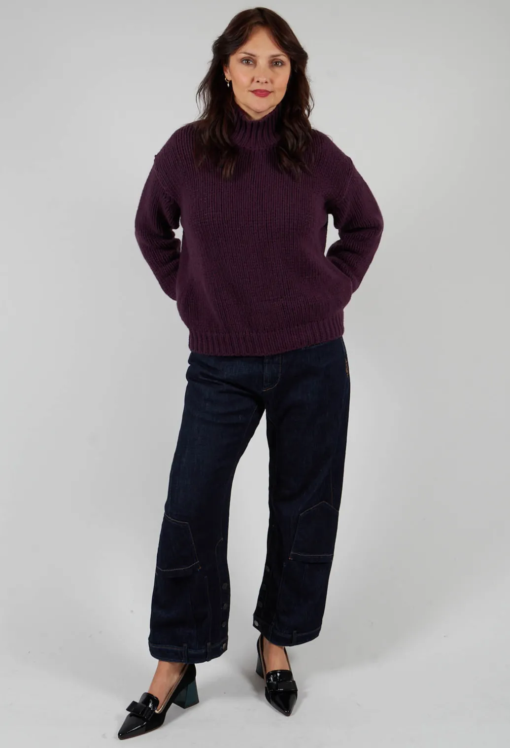 High Neck Jumper in Aubergine