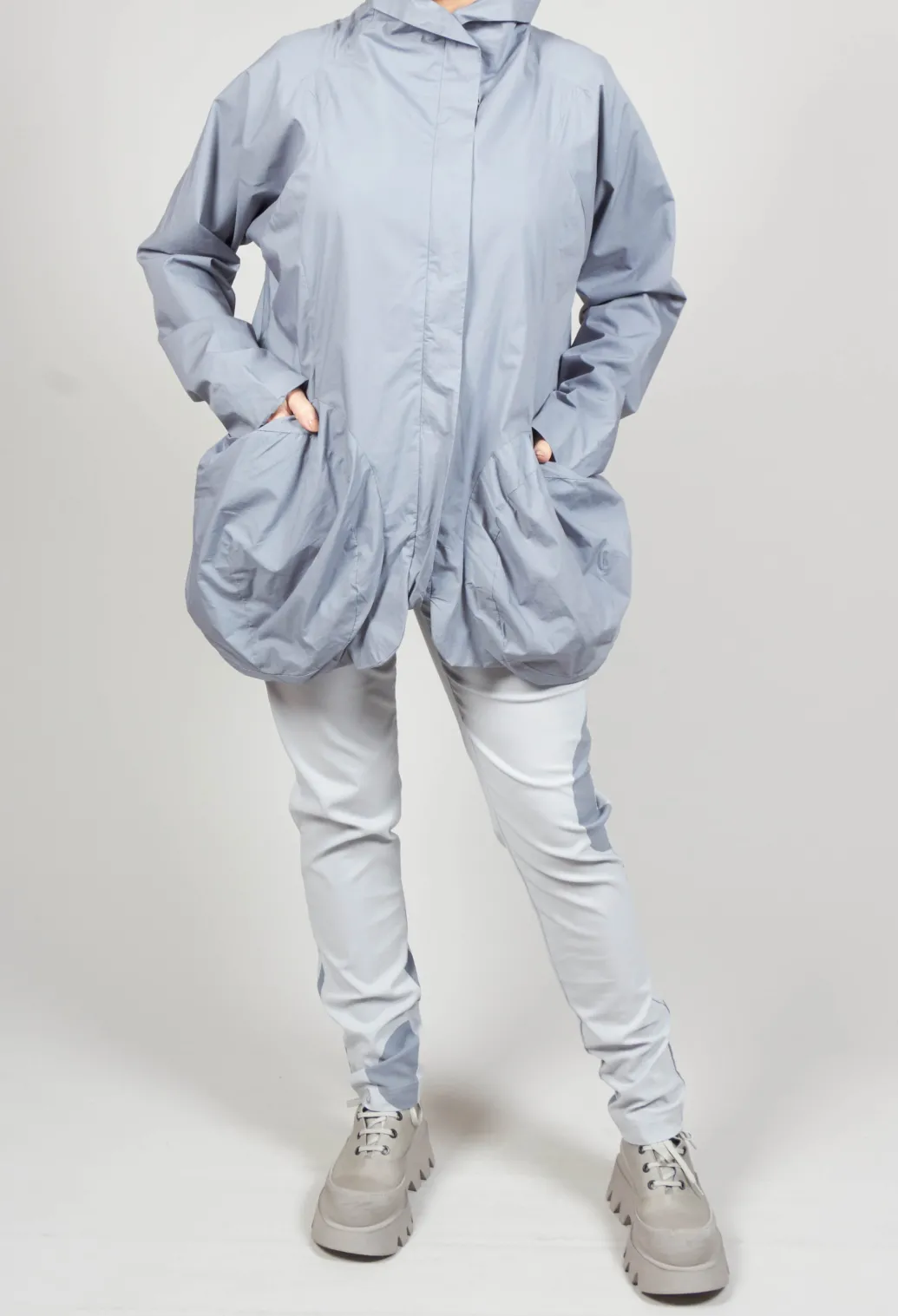 High Neck Zip Through Jacket in Water