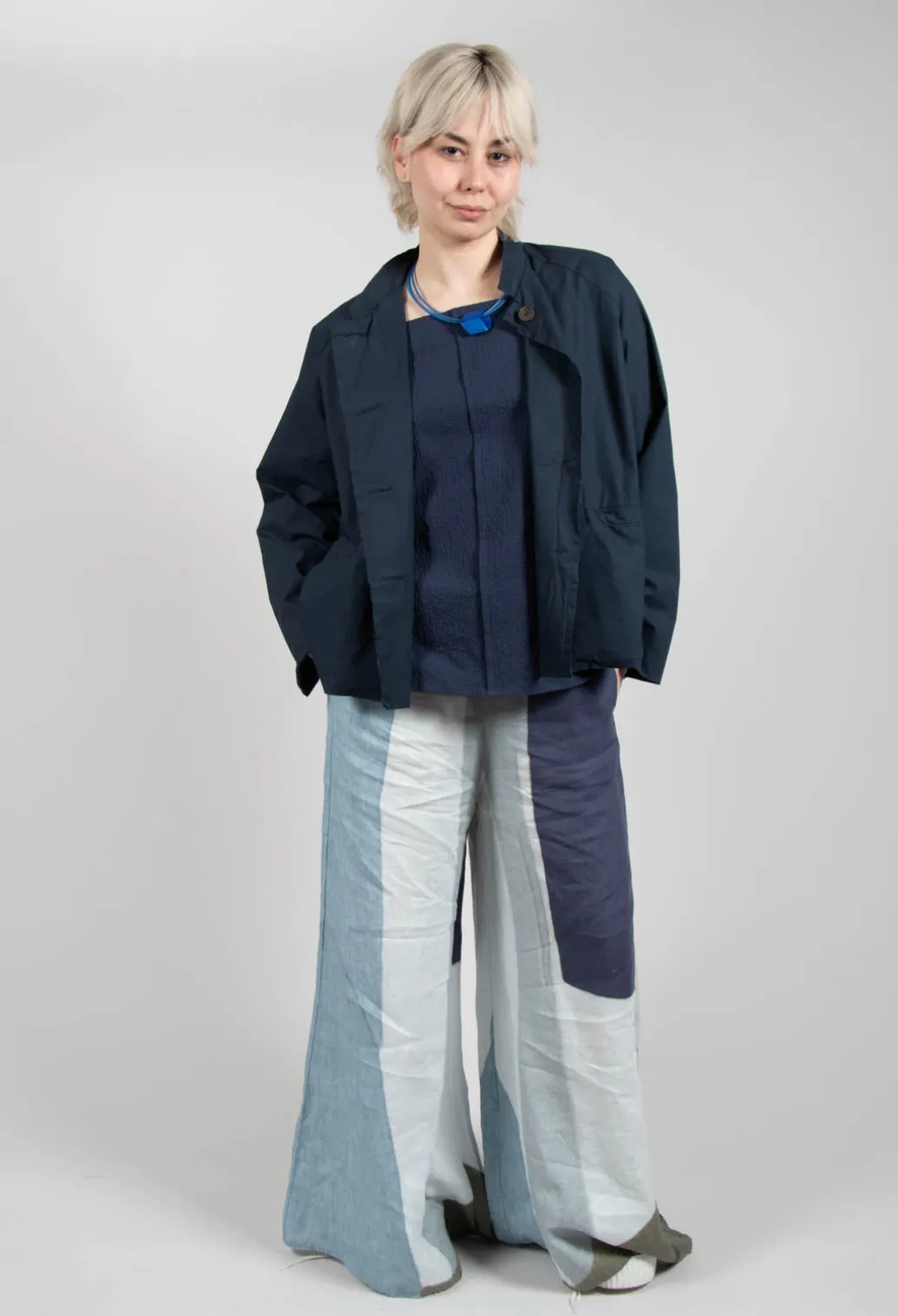 High-Waisted Maki Trousers in Blue
