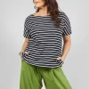 Ibisco R Stripe T-Shirt in Nero