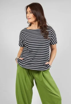 Ibisco R Stripe T-Shirt in  Nero