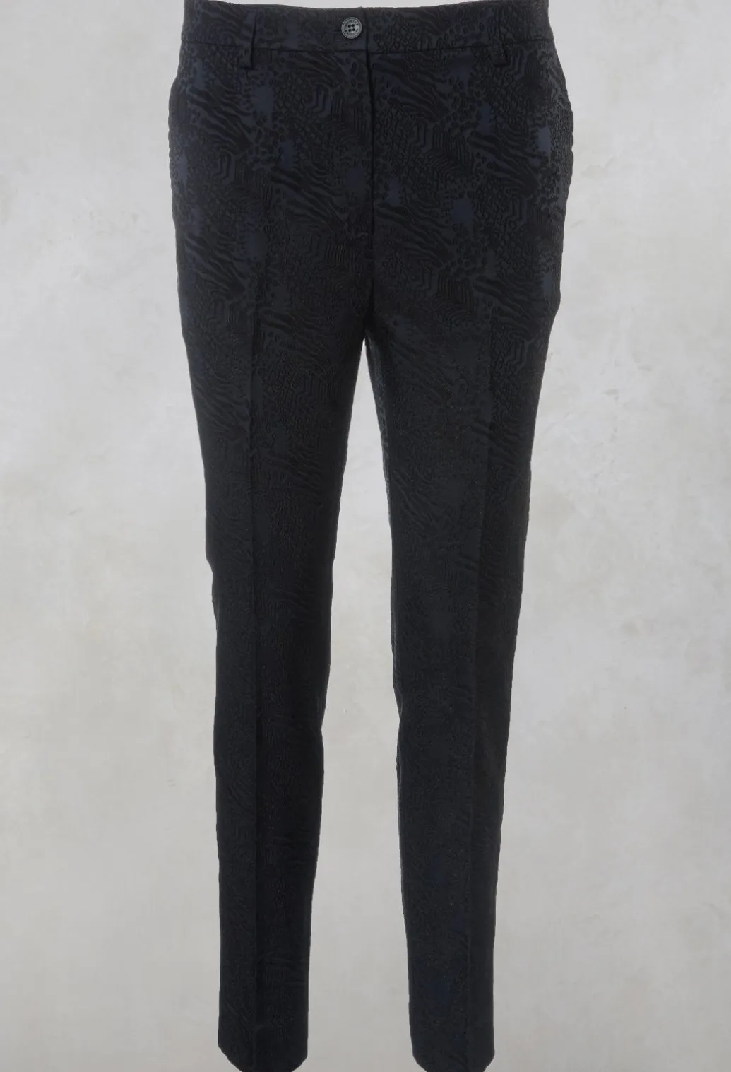 Jacquard Cigarette Trousers in Navy
