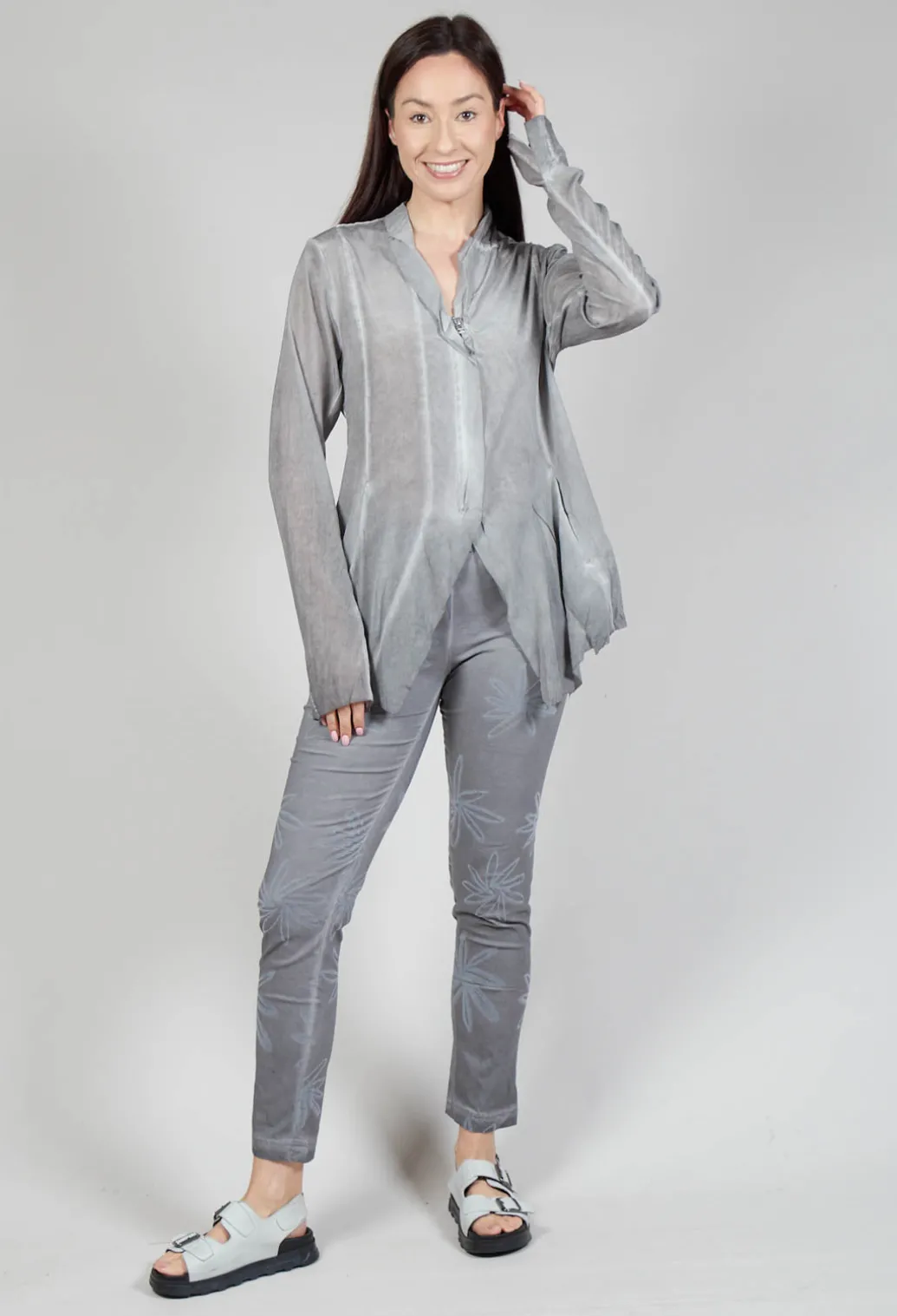Jagged Silk Jacket in C.Coal 70% Cloud