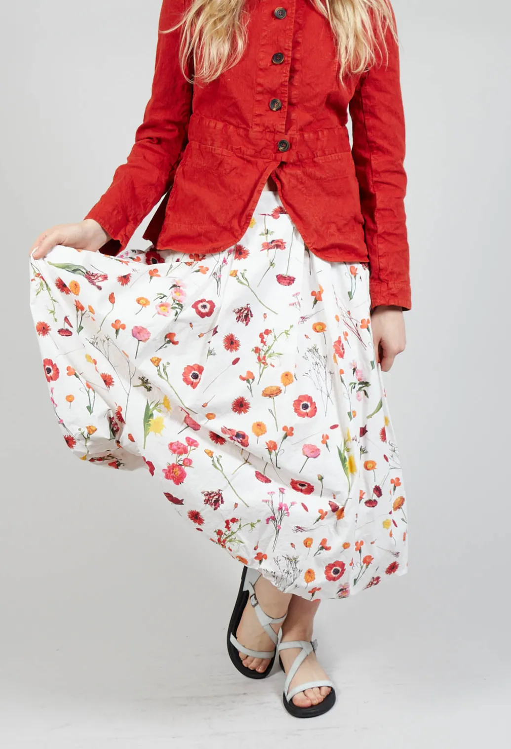 Jamila Skirt in Red Flower Print