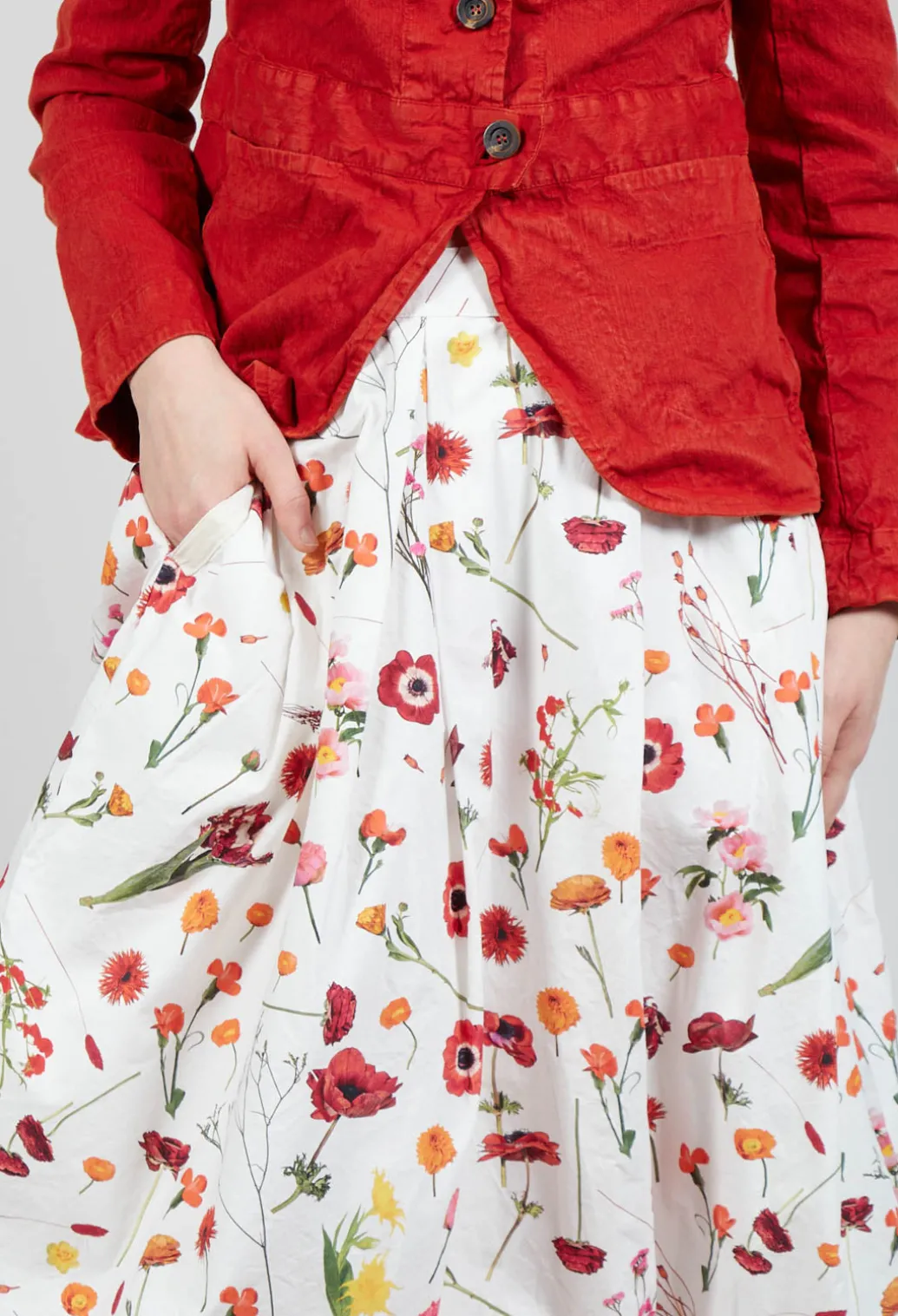 Jamila Skirt in Red Flower Print