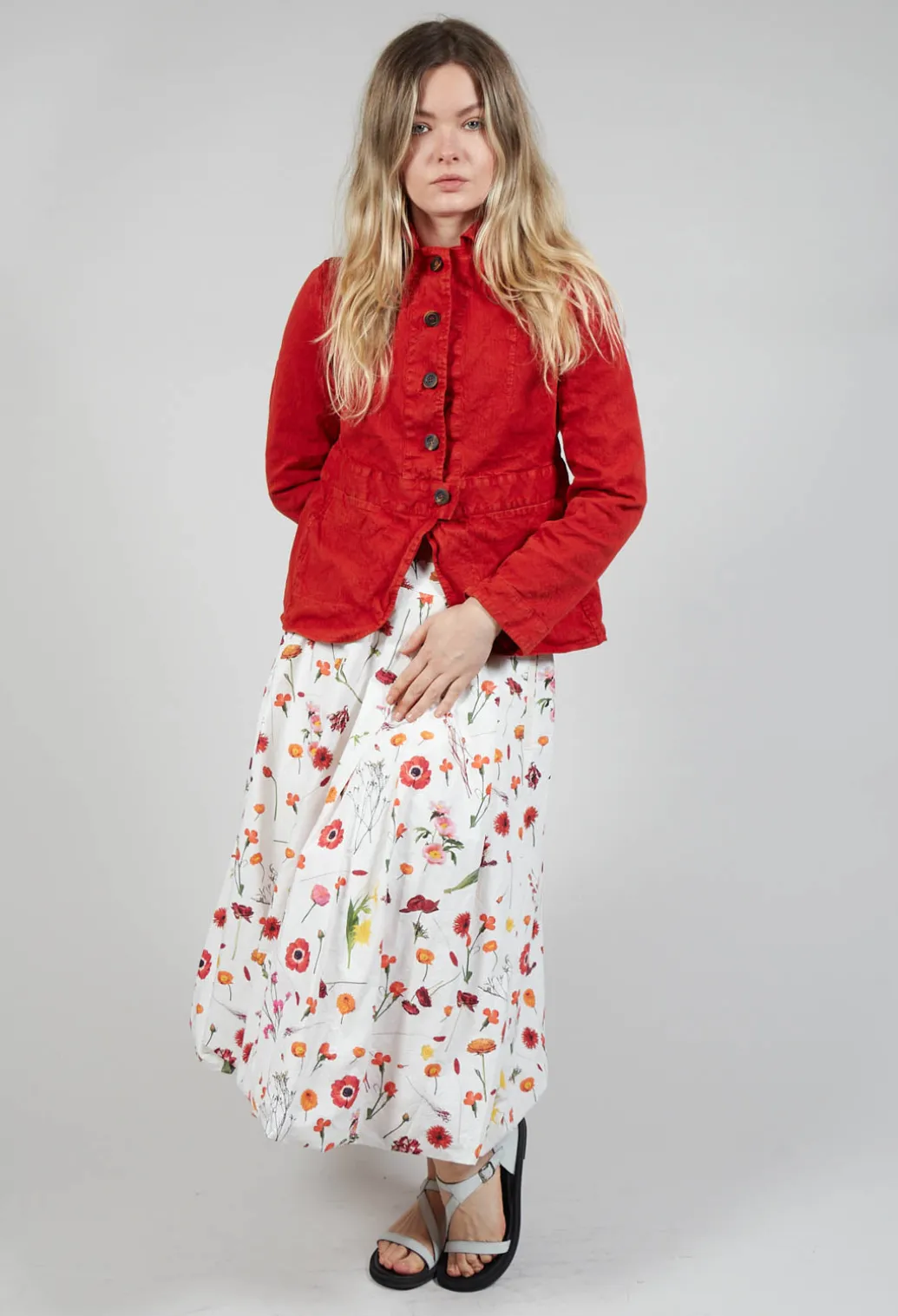 Jamila Skirt in Red Flower Print