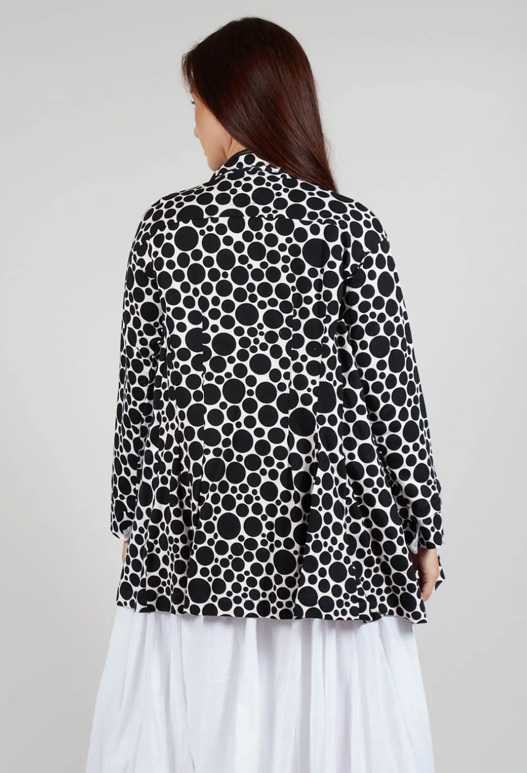 Jersey Jacket in White with Black Pois