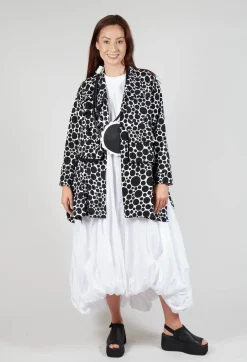 Jersey Jacket in White with Black Pois