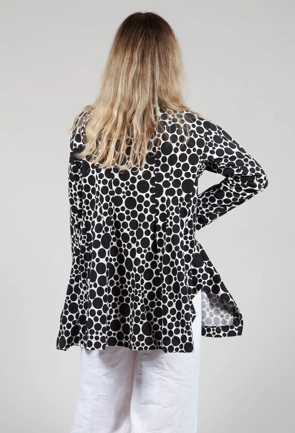 Jersey Jacket in White with Black Pois