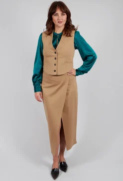 Jersey Pencil Skirt in Camel