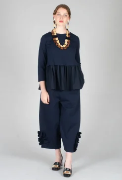 Jersey Top with Peplum Hem in Blue Nights and Dark Navy
