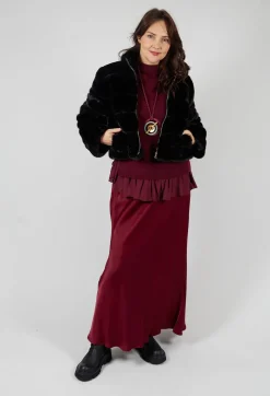 Knitted Jumper with Frill Hem in Rumba