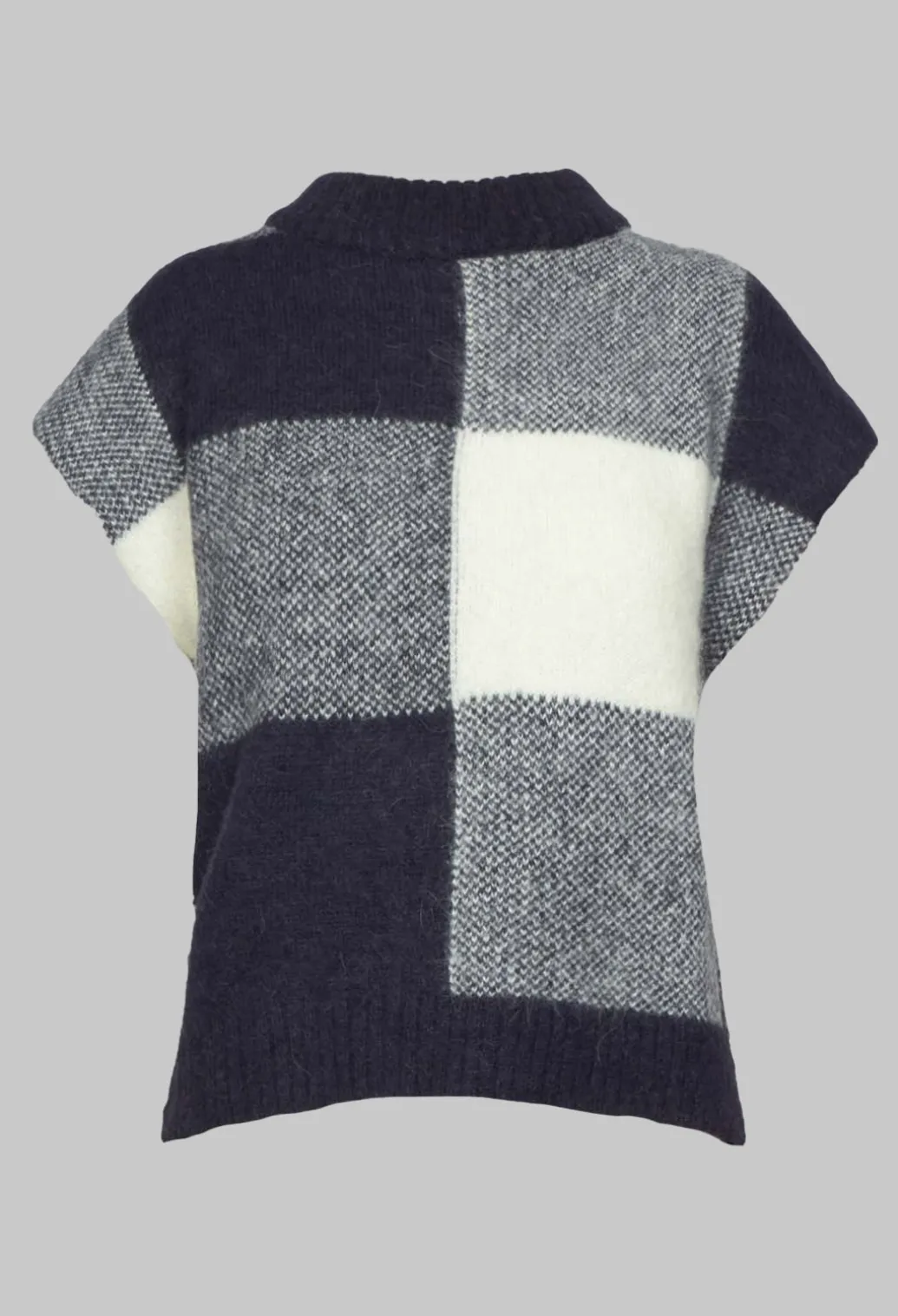 Knitted Vest Checked Jaquard in Navy