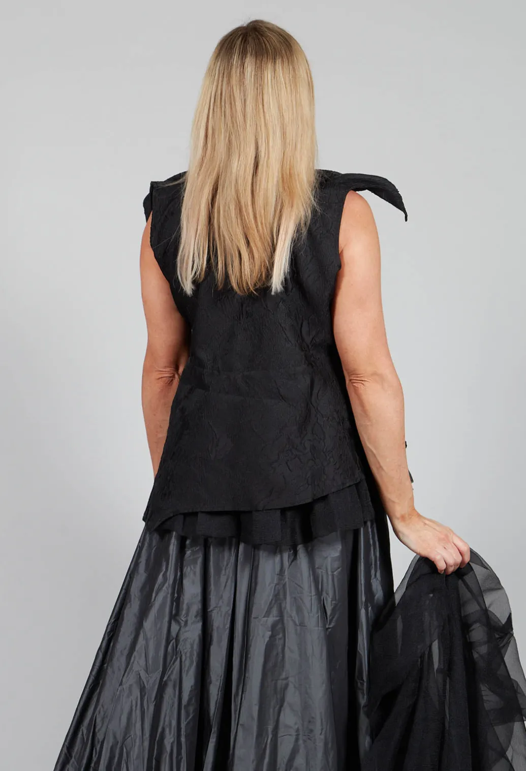 Lace Cowl Neckline Top in Black