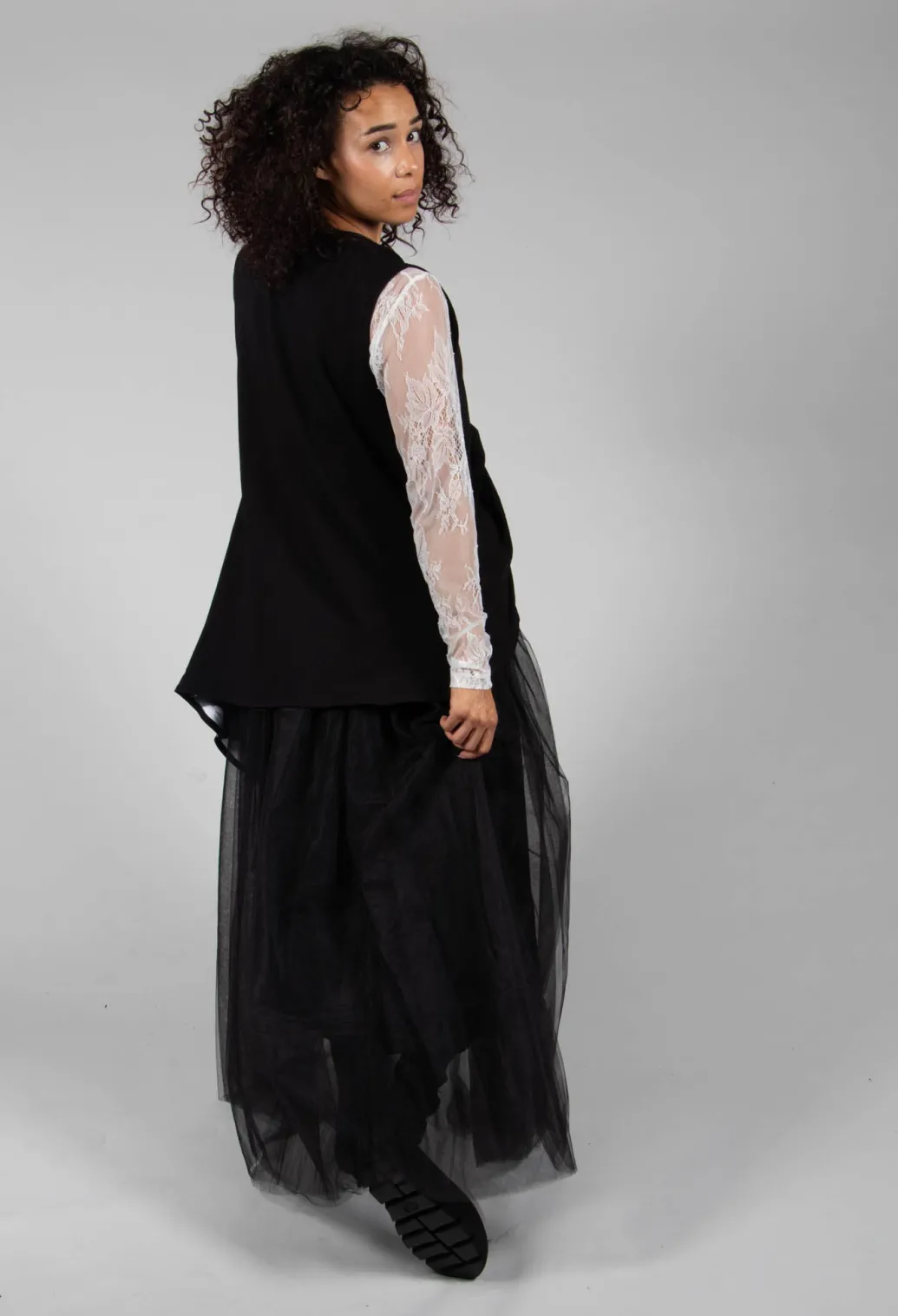 Lace Long Sleeve T-Shirt in Pizzo Panna