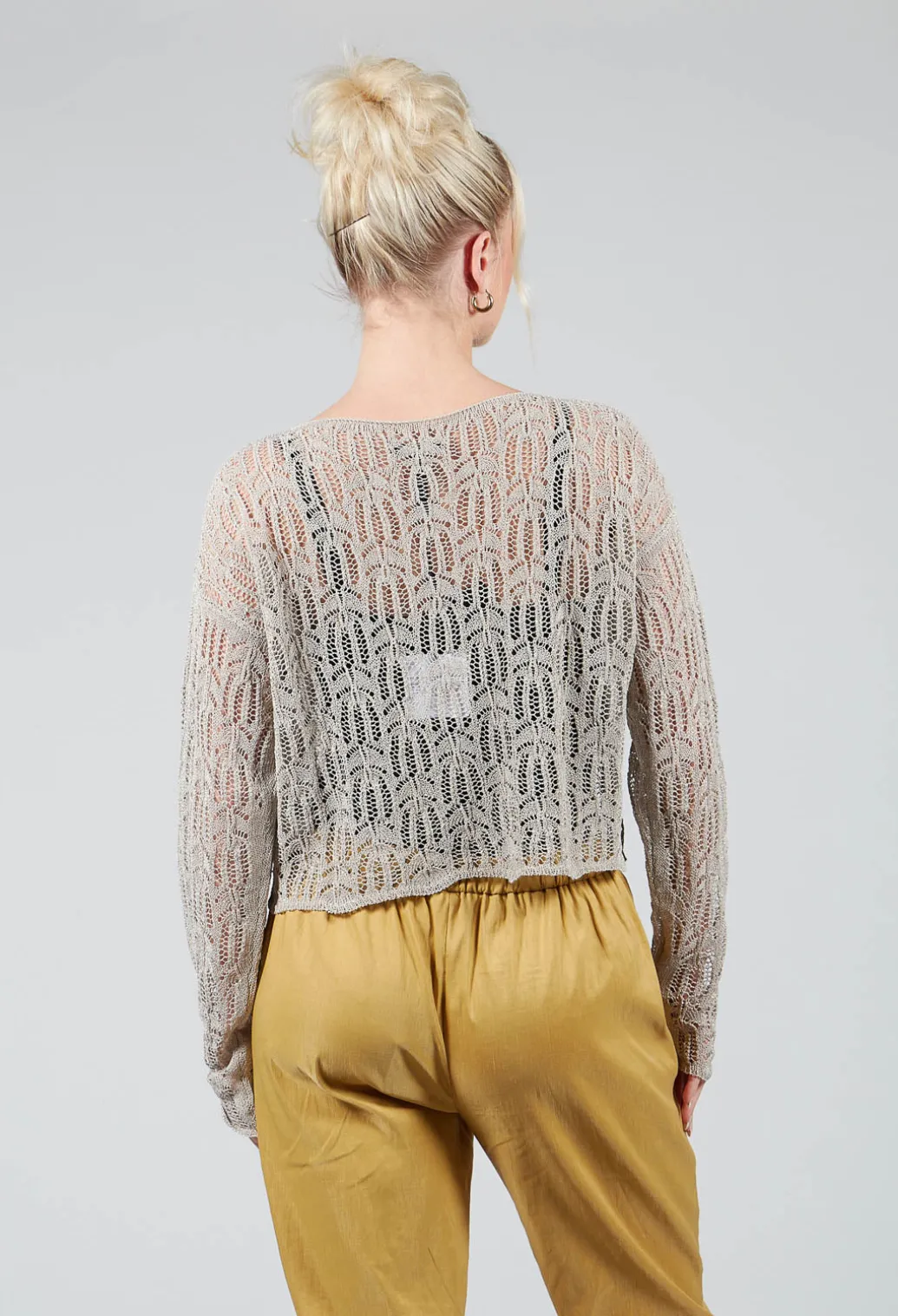 Lace Round-Neck Jumper in Mastic