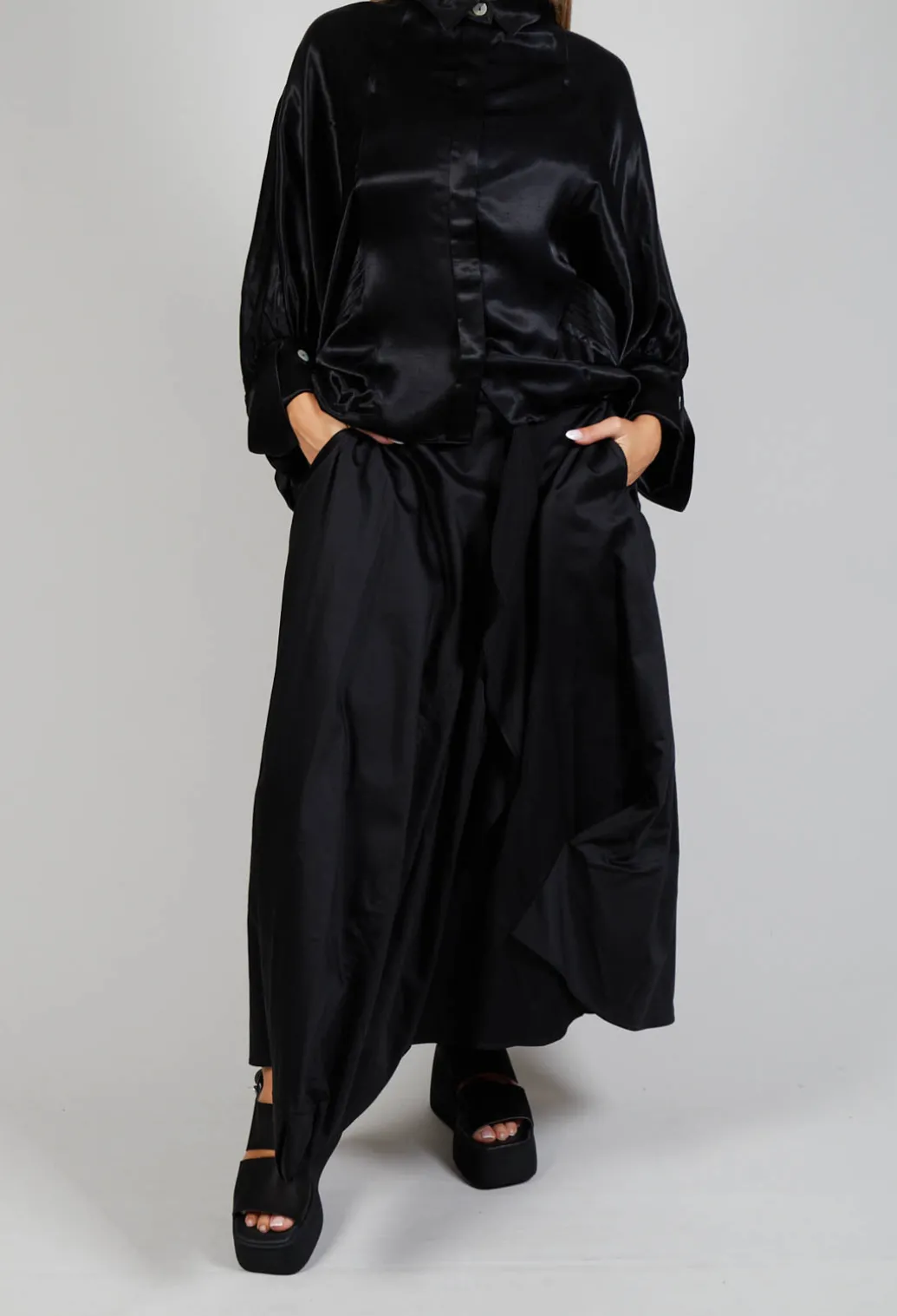 Layered Fabric Skirt in Black