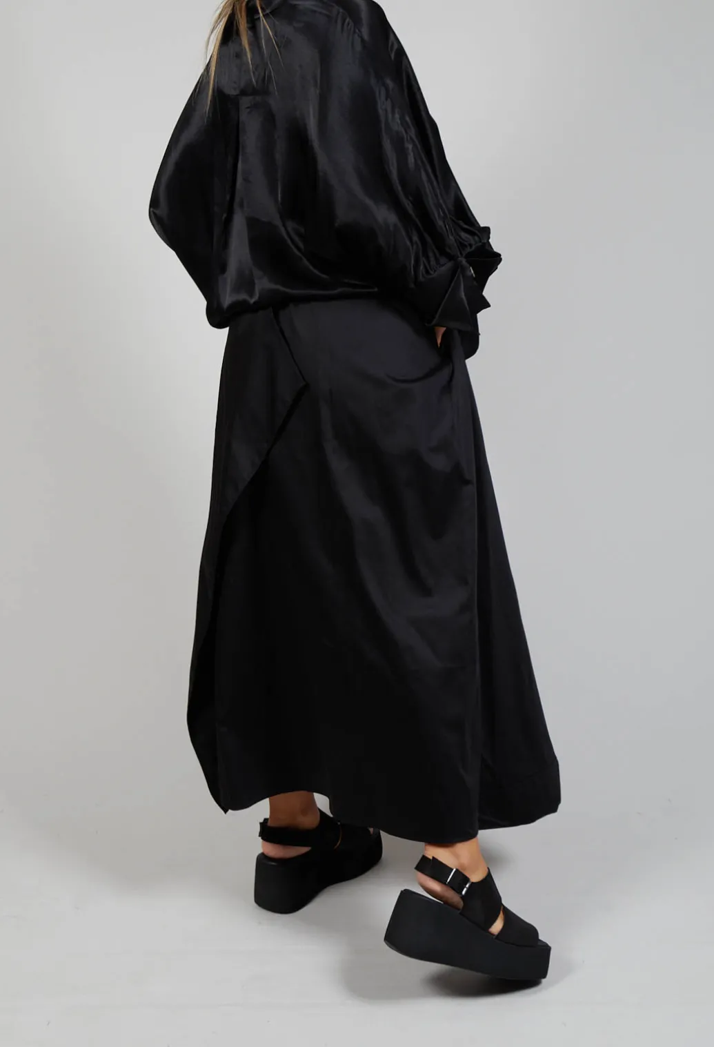 Layered Fabric Skirt in Black