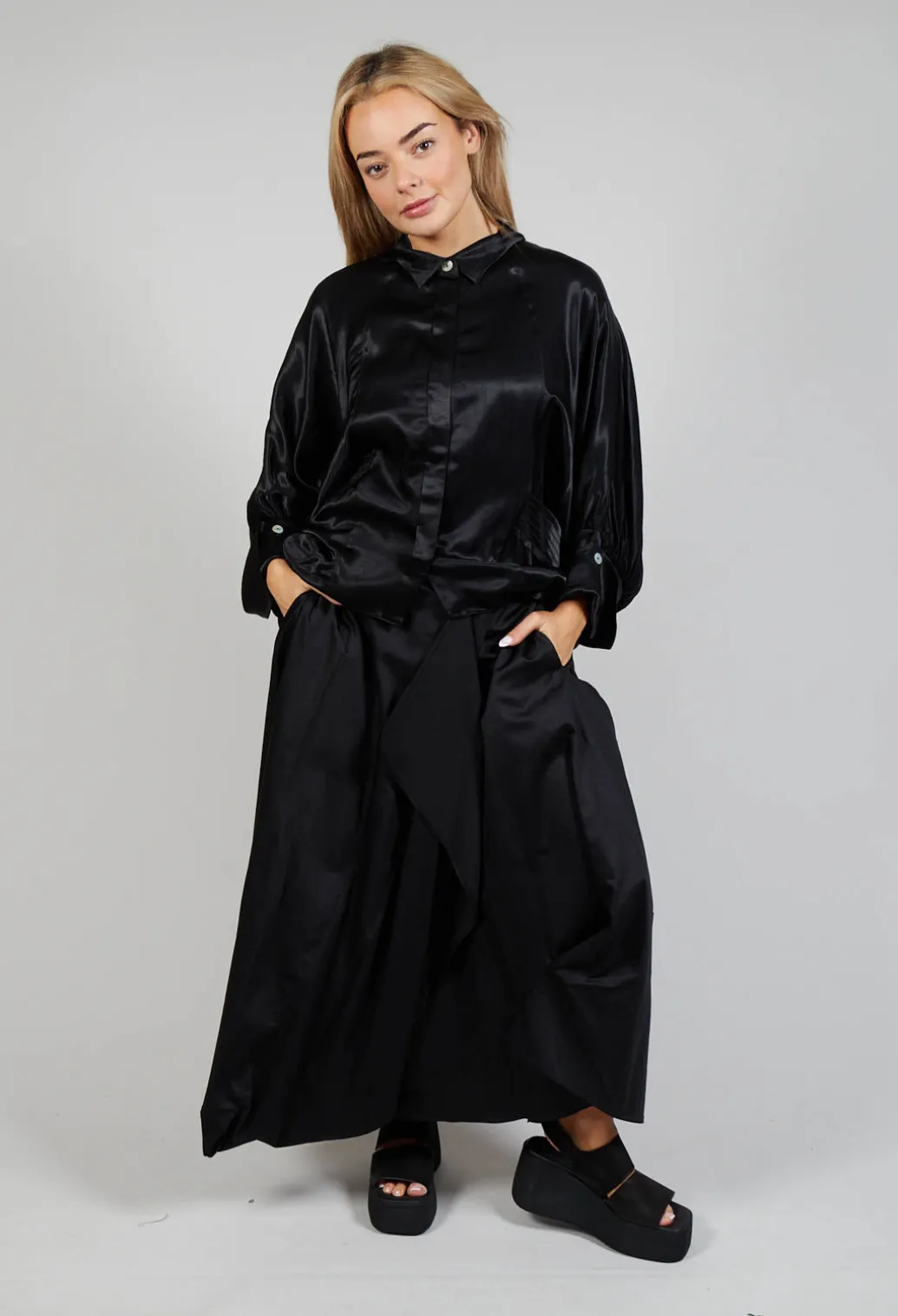 Layered Fabric Skirt in Black