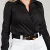 Leather Belt with Twist Detail Buckle in Nero