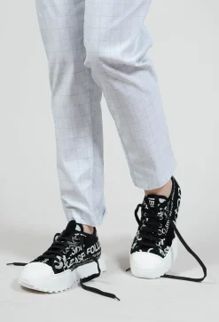 Leather Pumps with Lettering Motif in Black Print