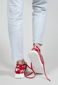 Leather Pumps with Lettering Motif in Chili Print