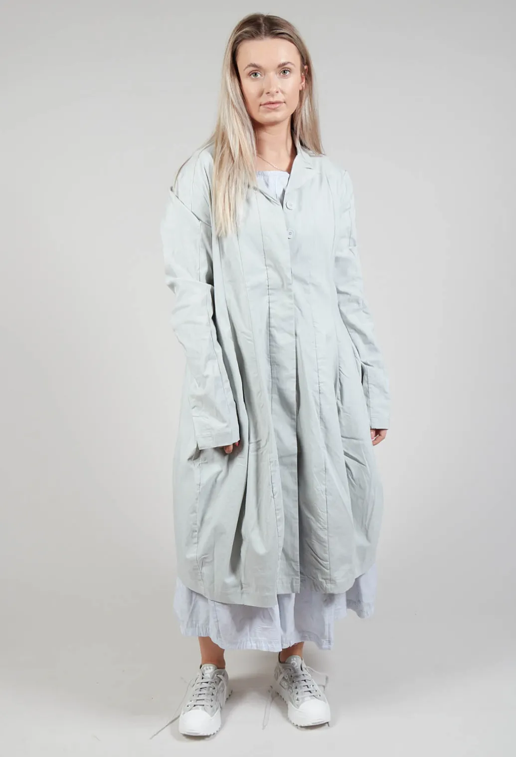 Lightweight Coat with Tulip Hem in Grey