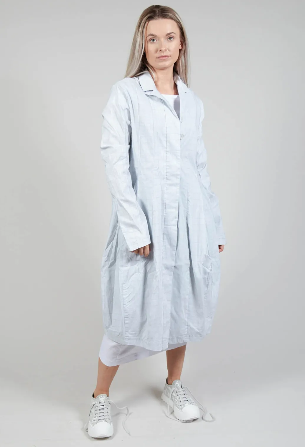 Lightweight Coat with Tulip Hem in Grey Print