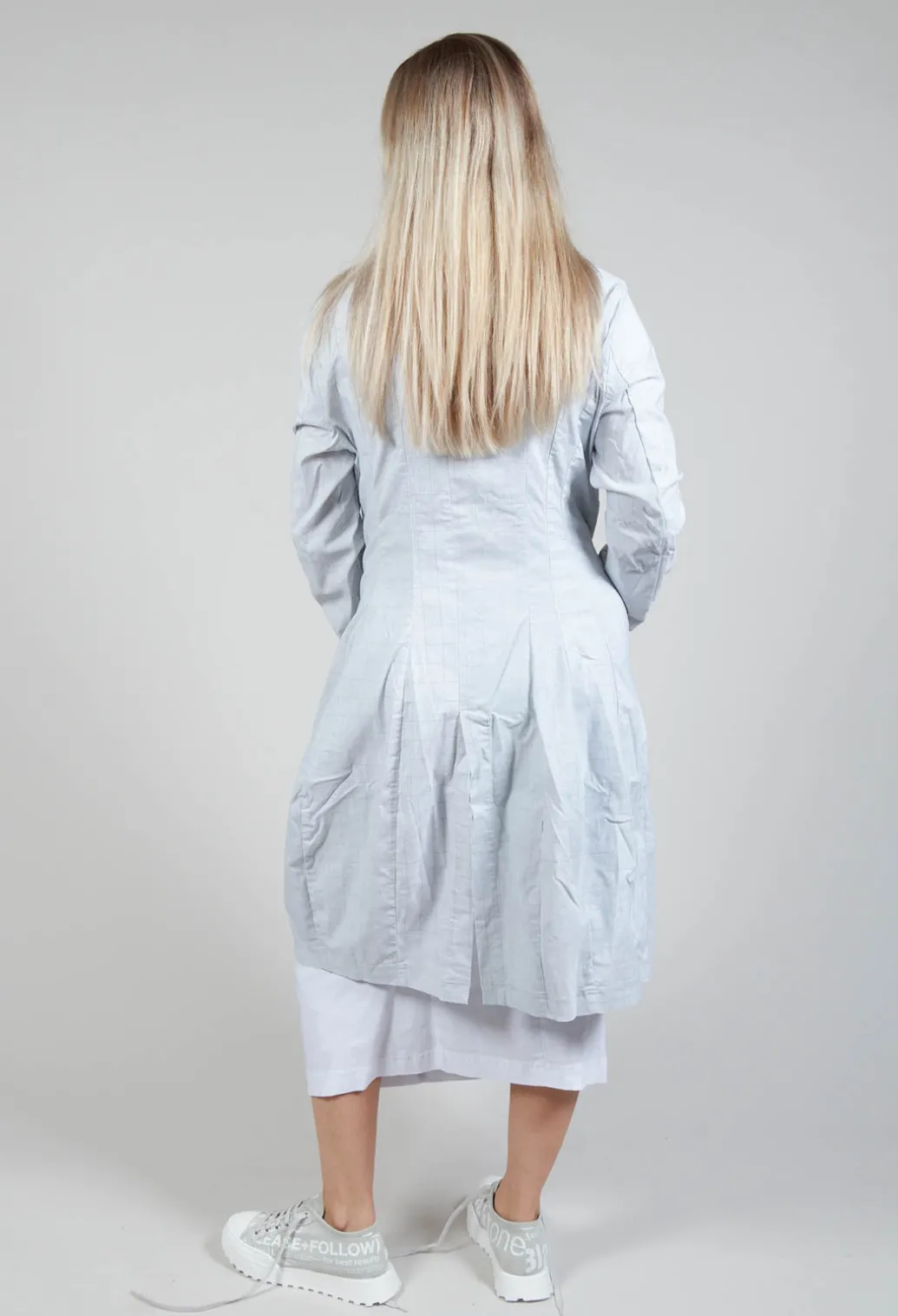 Lightweight Coat with Tulip Hem in Grey Print