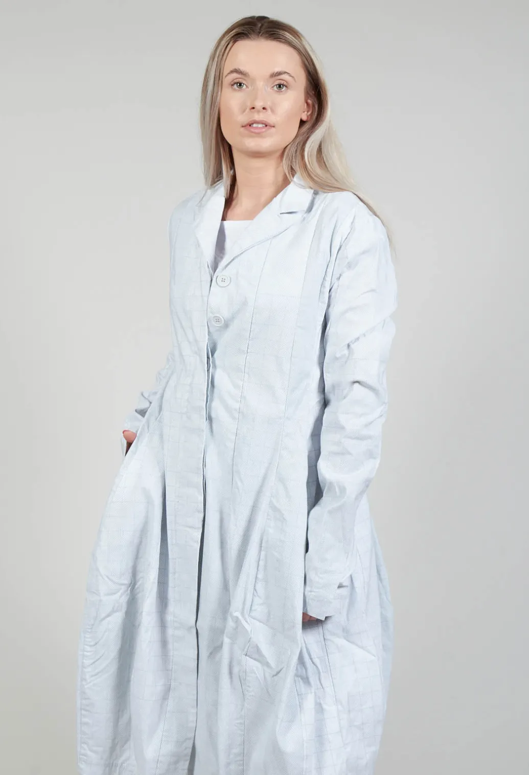 Lightweight Coat with Tulip Hem in Grey Print