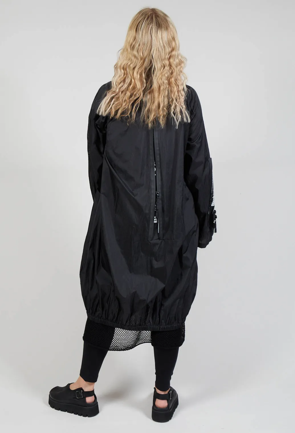 Lightweight Longline Coat with Zip in Black