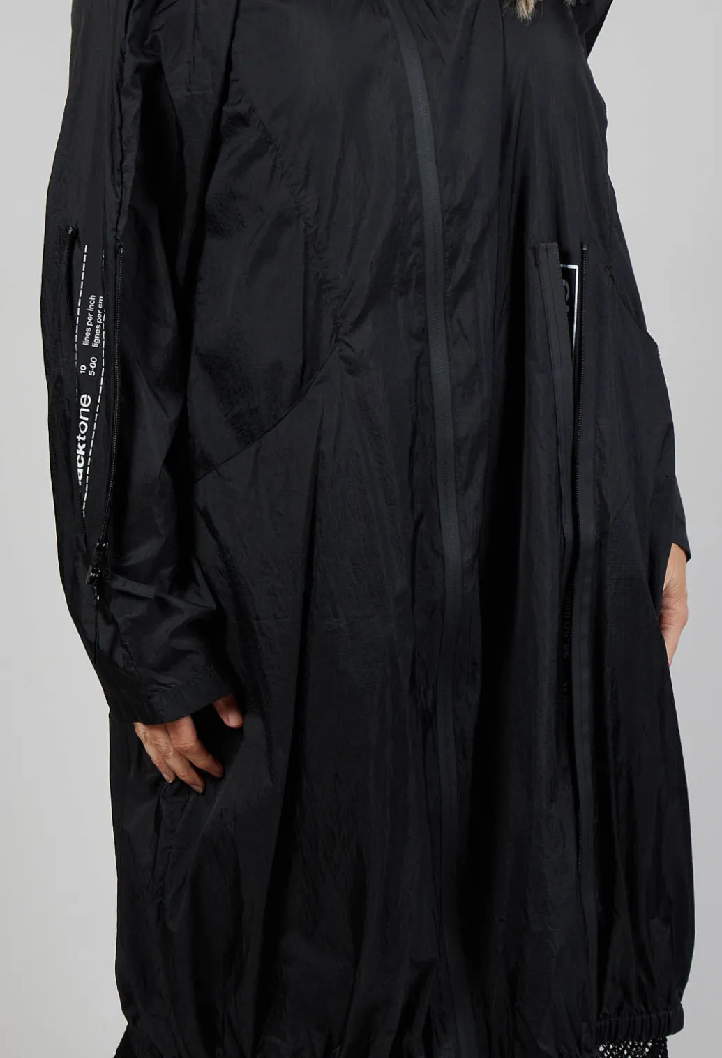 Lightweight Longline Coat with Zip in Black