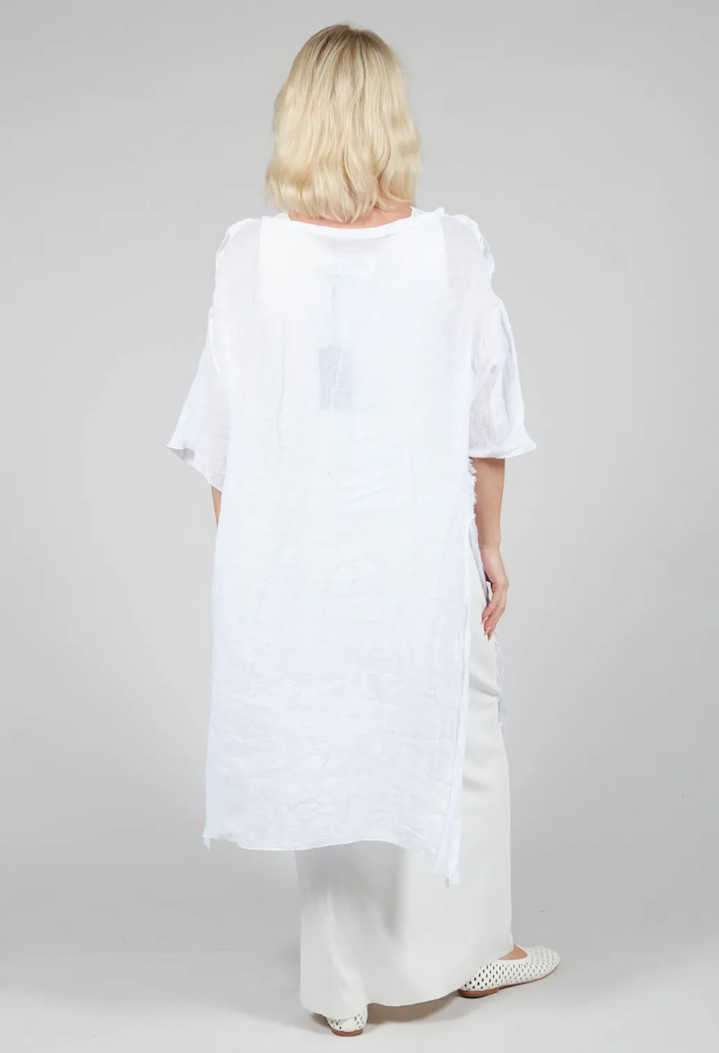 Lightweight Print Dress in White