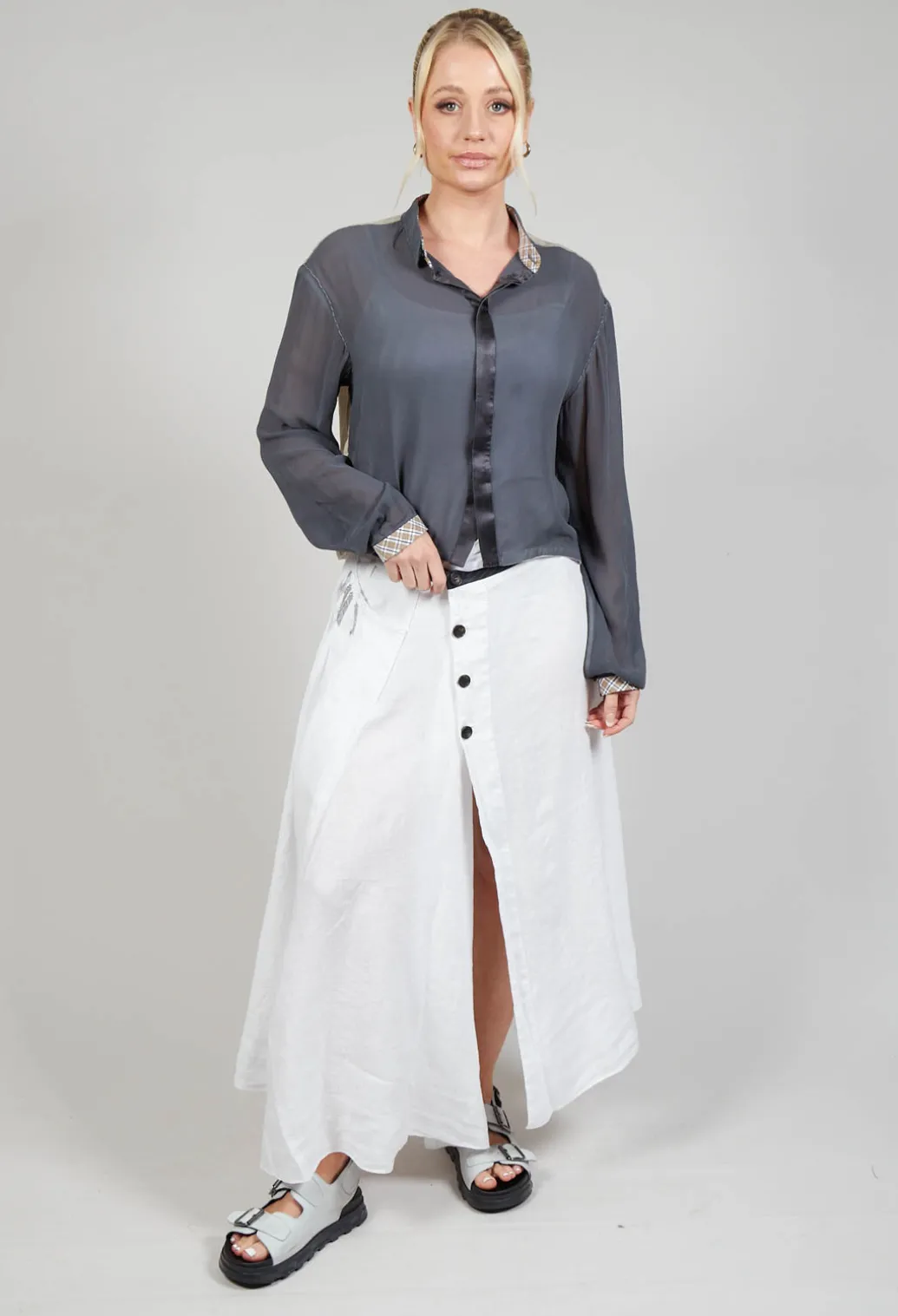 Linen Skirt in Off White