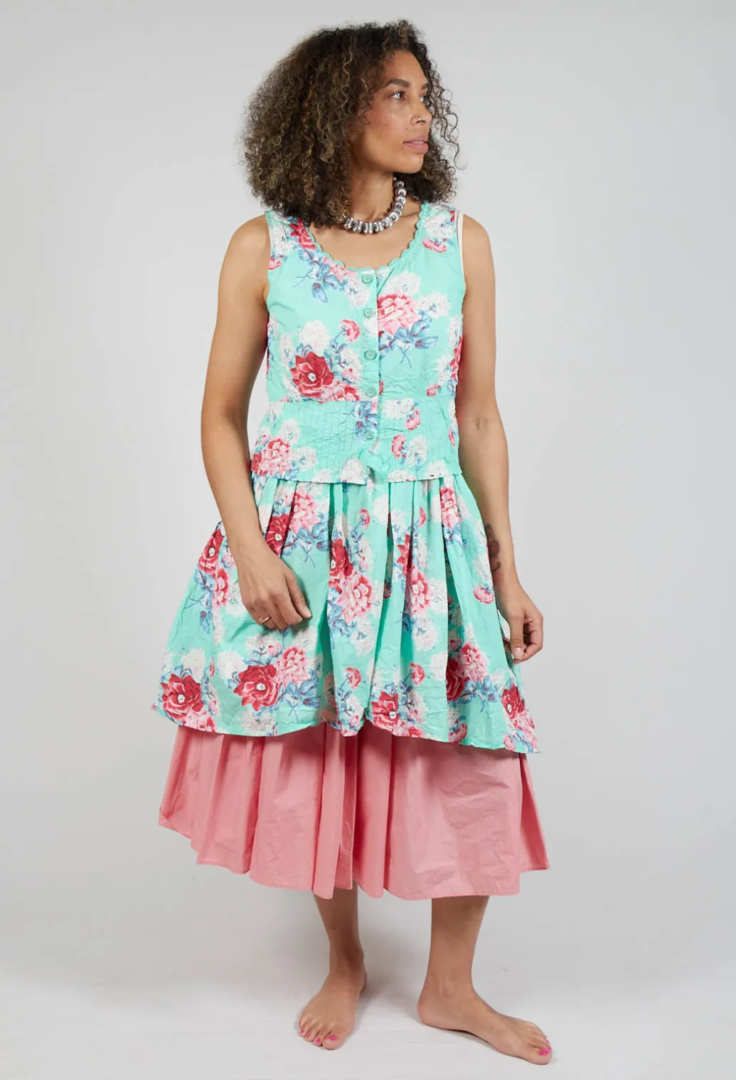 Livia Top in Turquoise Flower