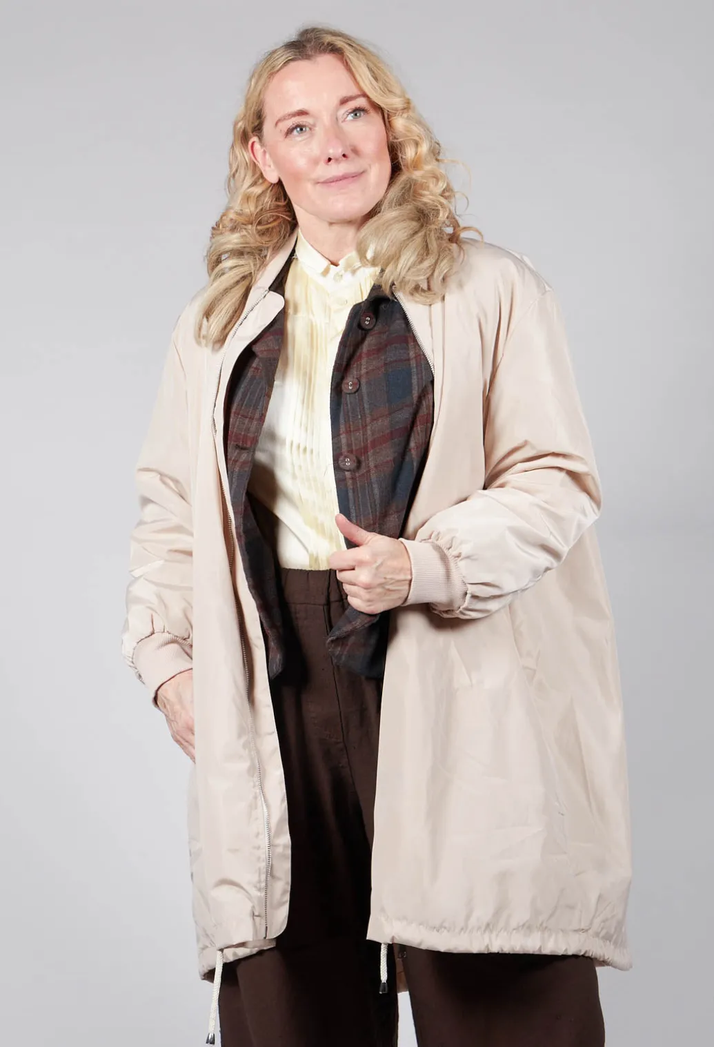 Long Bomber Jacket in Powder