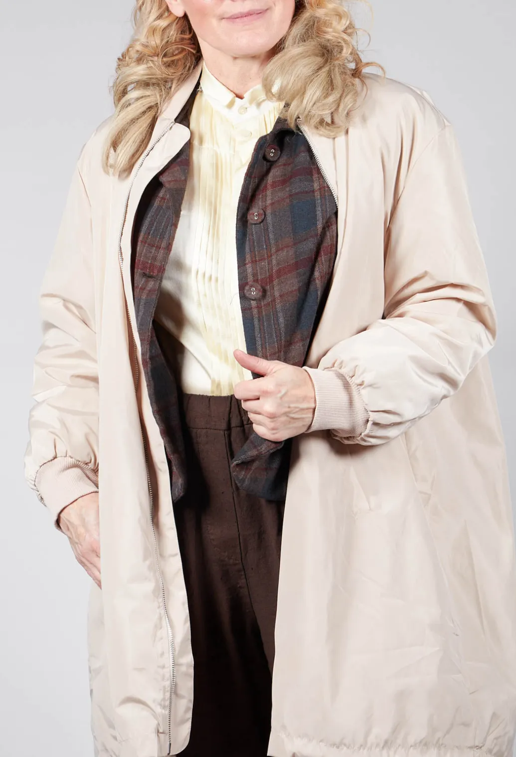 Long Bomber Jacket in Powder