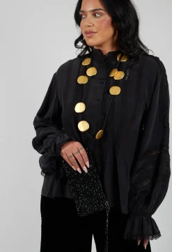Long Circle Necklace in Gold