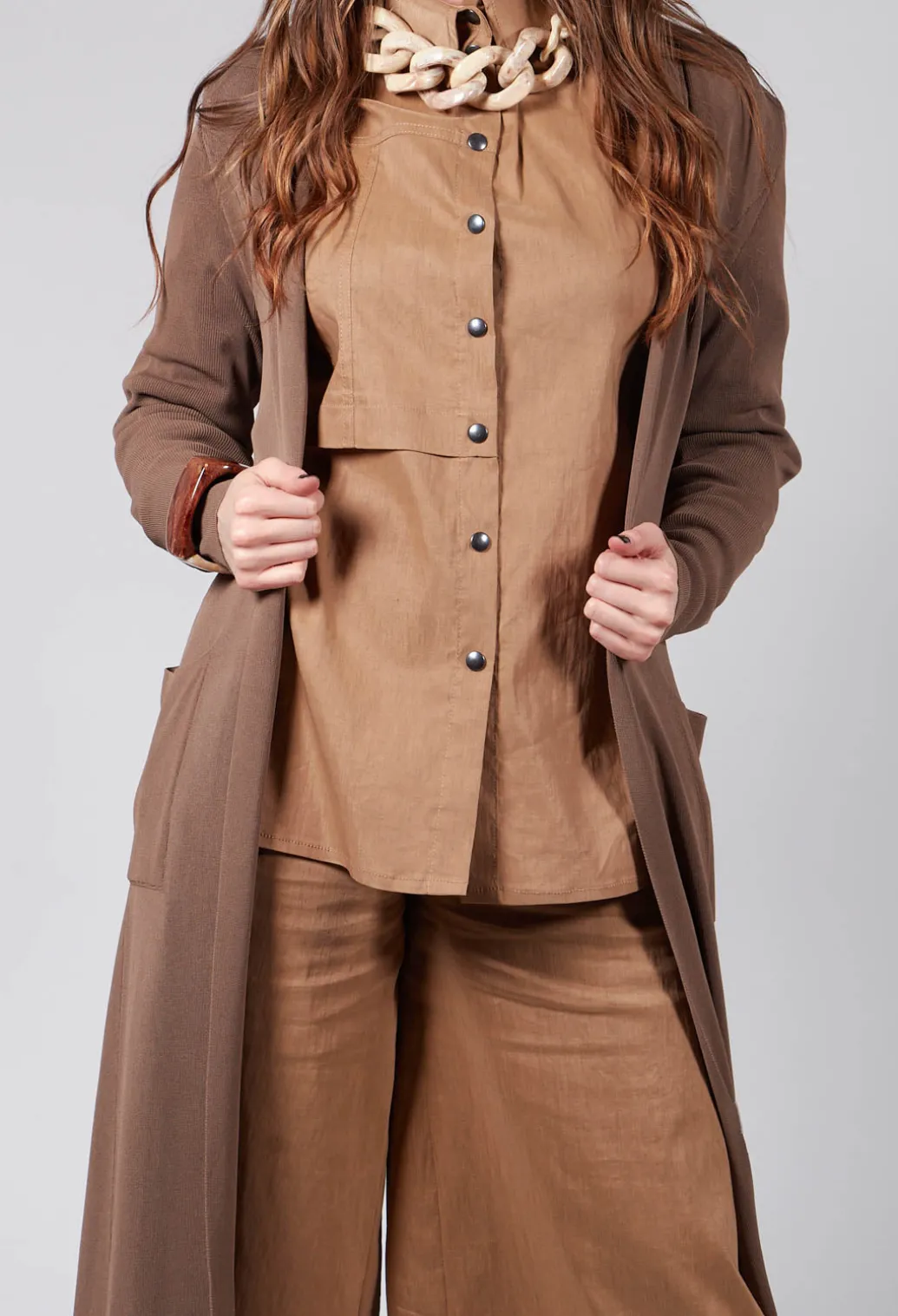 Long Knit Cardigan in Soil