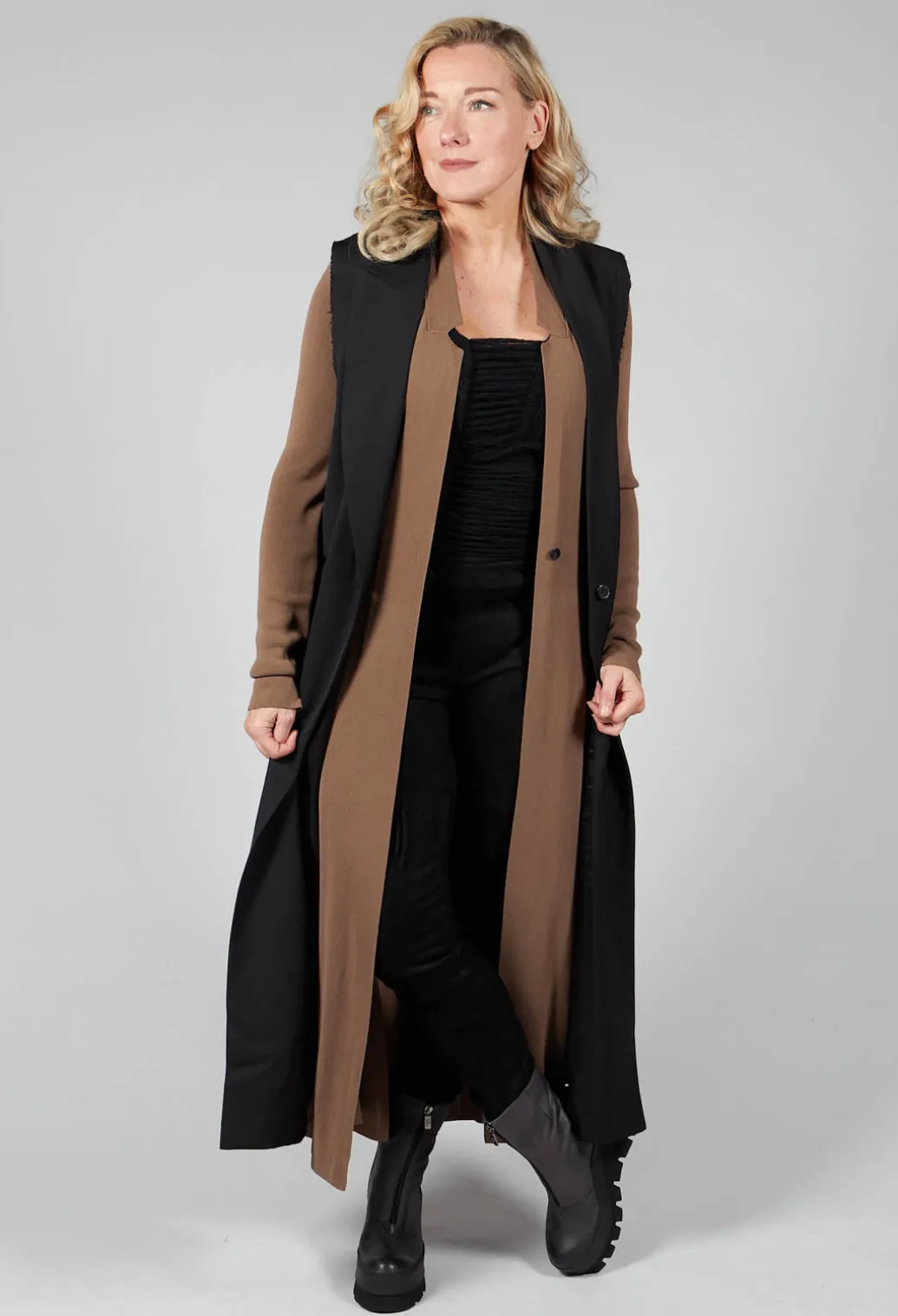 Long Knit Cardigan in Soil